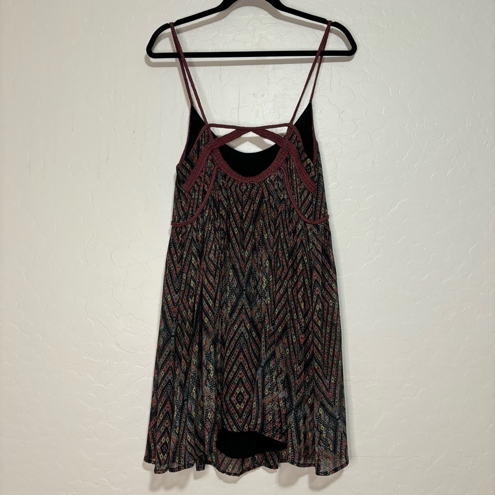 Free People Periscopes In The Sky Diamond Print Multicolor Babydoll Mini Dress S - Picture 7 of 12